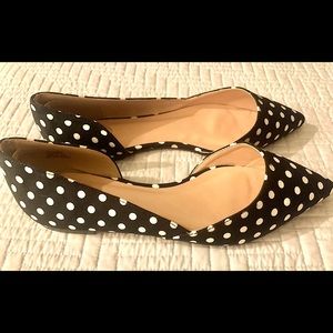 Never worn, black and white polka dot dress shoes